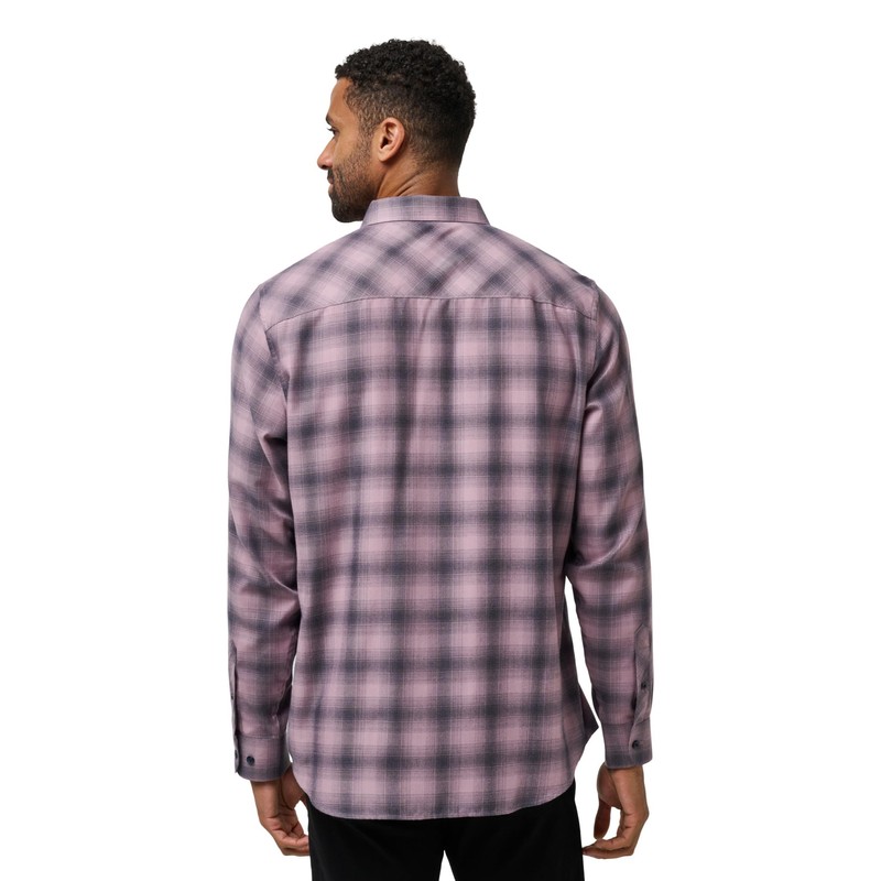 TravisMathew Men's Cloud Flannel Plaid, Elderberry/Total ECL