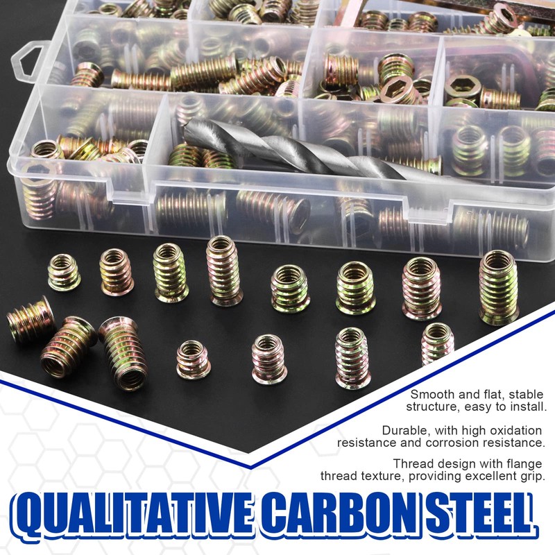 Glarks 134Pcs 1/4"-20 5/16"-18 Furniture Screw in Nut Threaded Inserts