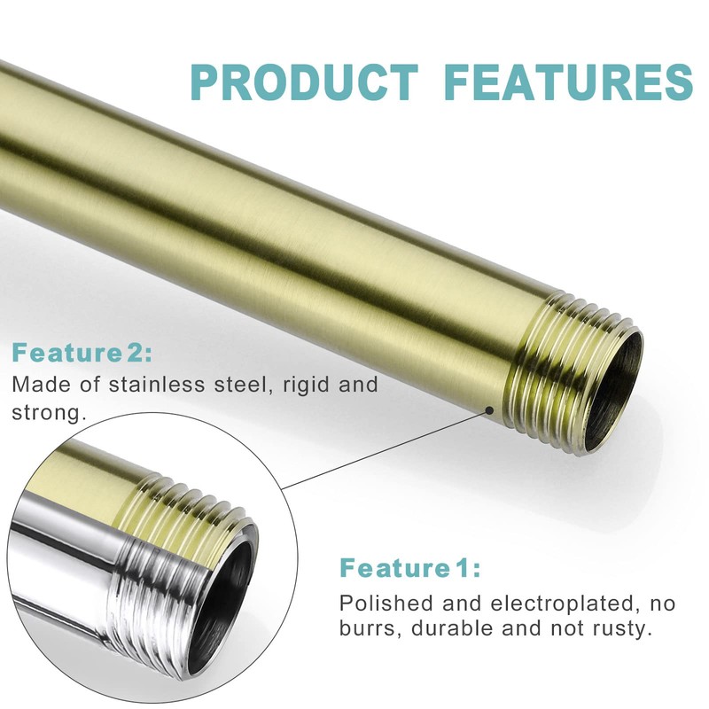 BESTILL 12 Inch Ceiling Mount Rain Shower Head Arm and