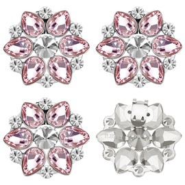FINGERINSPIRE 4PCS Crystal Shoes Clip Platinum Alloy Shoe Clips Light Rose Rhinestone Shoe Buckles Flower Detachable Shoe Clips Shoe Buckle Clips Removable Shoe Buckle Clips for Wedding Heel Decor