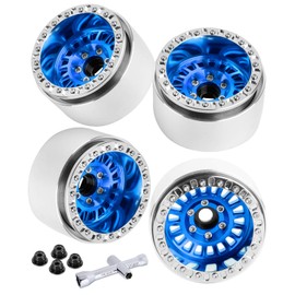 BRCatWPark Aluminum 1.9 Beadlock Wheel Rims for 1/10 SCX10 SCX10 II 90046 SCX10 III AXI03007 SCX10 Pro TRX4 TRX6 Gen7/8 D90 VS4-10 MST CFX RC Crawler Car,4pcs RC 1.9 Beadlock Wheel Rims,Navy Blue