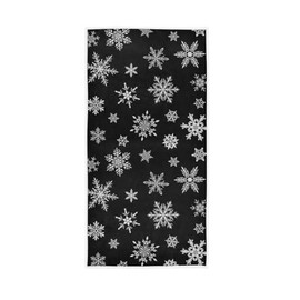 QUGRL Christmas Black Snowflakes Kitchen Hand Towels Winter Theme Dish Cloth Fingertip Towel Decorative Soft Quality Premium Washcloth Guest Towel for Bathroom Spa Gym Sport 16x30 in