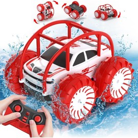 MaxTronic Direct Charging Remote Control Car for Kids, Amphibious RC Cars Toy 2.4G 360° Flips Rotation 15KM/H 4WD All Terrain Stunt Car with Ajustable LED for Boys Girls 3-12 Years Old