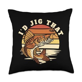 Best Walleye Fishing Gear Kit Gifts For Beginners I'd Jig That Hooks Lures Zander Expert Walleye Fishing Throw Pillow, 18x18, Multicolor