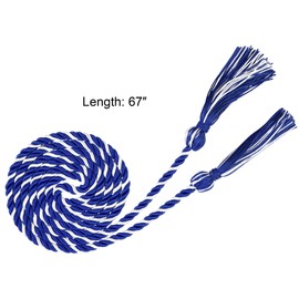 Beautyflier® Pack of 4 Graduation Honor Braided Cords with Sewing Tassels Polyester Yarn Honor Cord for Bachelor Gown for Graduation Students (White & Blue(4pcs))