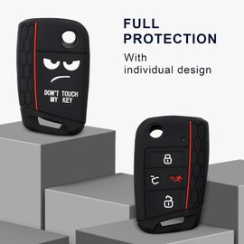 MMSZHL 2 Pcs Funda para Llave de Volkswagen Golf y Polo 2018, Funda Llave VW, 4 Botones, Protector de Silicon para Llaves de Auto, Funda para Llave Auto, Key Fob Cover, Accesorios VW (Negro)