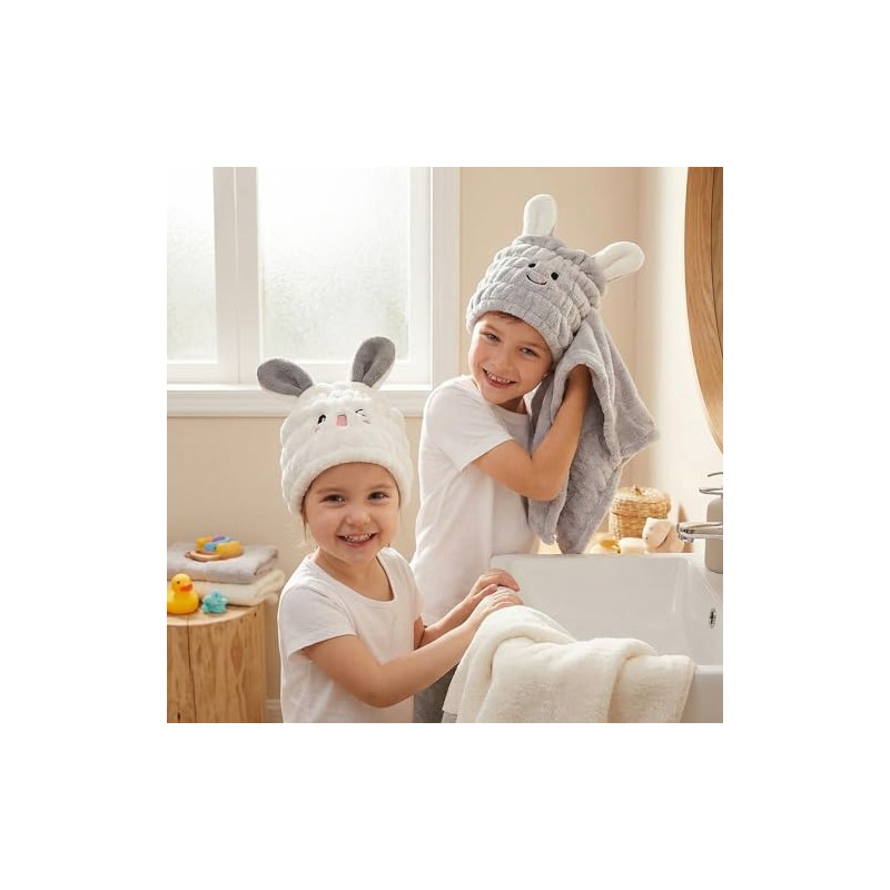 2 Piezas Gorro Secado Rápido para Niñas Toalla Absorbente de