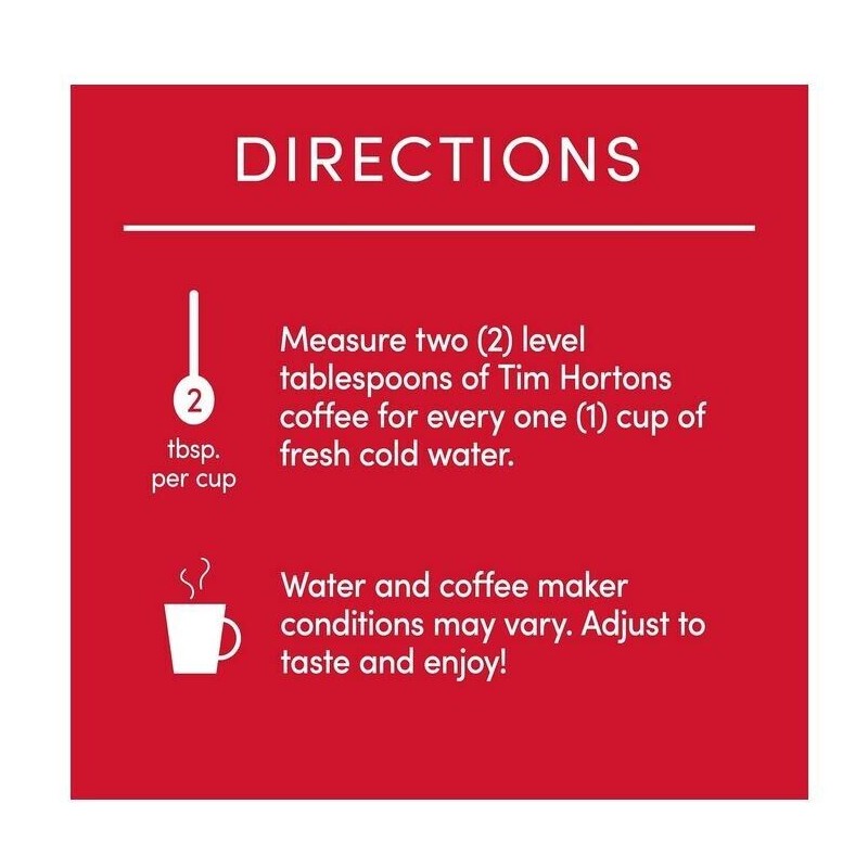 Tim Hortons Original Blend, Medium Roast Ground Coffee, Perfectly Balanced,