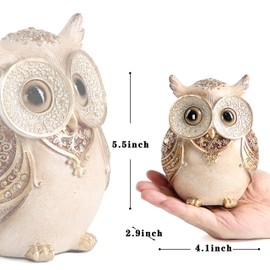 Smadeer Owl Statue for Home Decoration for Shelf Bookshelf OfficeTable Indoor Decor Accents Adorable Big Eye Owl Statues and Sculptures Animal Owls Gift for Bird Lover Cute Figurine