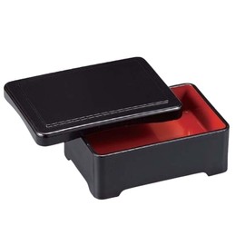 J-kitchens Tendon Heavy Eel Box, Black Inner Vermilion (Lid), ABS Resin, 8.3 x 5.8 x 3.1 inches (21 x 14.8 x 8 cm), Made in Japan