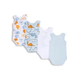 Chicco Baby Unisex Sleeveless Cotton Bodysuits Set, lightblue
