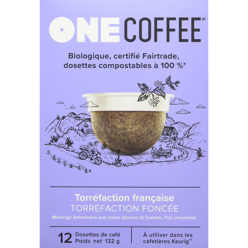 OneCoffee Organic French Roast 12 Count Single Serve Coffee 100%