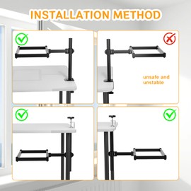 Cat Desk Bed - Steel Frame,180° Rotating & Adjustable Height, Removable Washable Soft Fabric Cat Perch for Office Desks and Game Tables, Supports 25 lbs