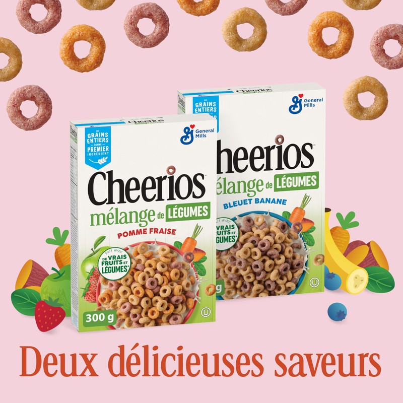 Cheerios Veggie Blends, Apple Strawberry Cereal, 300g/10.5 oz