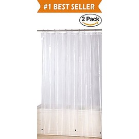 Elegant Comfort Water-Repellent Antibacterial and Mildew Resistant Heavy-Weight Waterproof Clear Shower Curtain Liner, 72" x 72inch - Rust Proof Grommets with Magnets (Set of 2)