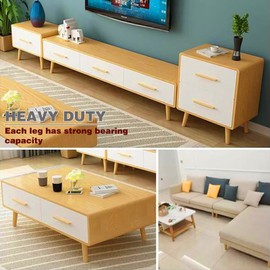 4 Pcs Wooden Furniture Legs,Solid Beech Wooden Sofa Legs Replacement Furniture Feet,Table Legs Dresser Legs with Mounting Plate,Screws and Anti Slip Mats (15 cm, Bevel)