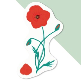 Azeeda 4 x 'A Poppy Losing Petals ' White Premium Vinyl Decal Stickers – Waterproof, Durable & Easy to Apply - Ideal for Car Bumpers, Windows, Bins and More (DW00136912)