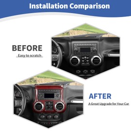 RT-TCZ para Jeep JK Consola Central Cubierta de salpicadero de Fibra de Carbono roja para Jeep Wrangler JK JKU 2011-2017 Accesorios Interiores de Fibra de Carbono roja ABS