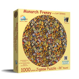 SUNSOUT INC - Monarch Frenzy - 1000 pc Round Jigsaw Puzzle by Artist: Lori Schory - Finished Size 26" rd - MPN# 35047