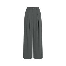 CIDER Milk Tea Pleated Wide Leg Trousers: Grey, XS