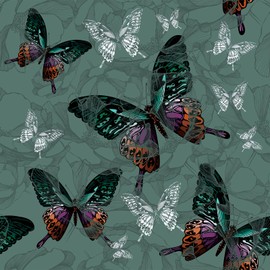 LaCheery Teal Green Butterfly Wallpaper for Bedroom 17.5"x276" Vintage Butterfly Floral Peel and Stick Wallpaper Self Adhesive Butterfly Contact Paper Peel and Stick for Bathroom Wall Paper Waterproof