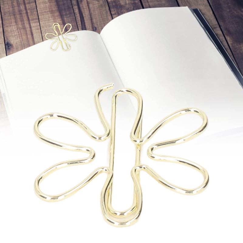 Yosoo 100Pcs Gold Metal Paper Clips, Cute Flower Shape, Anti