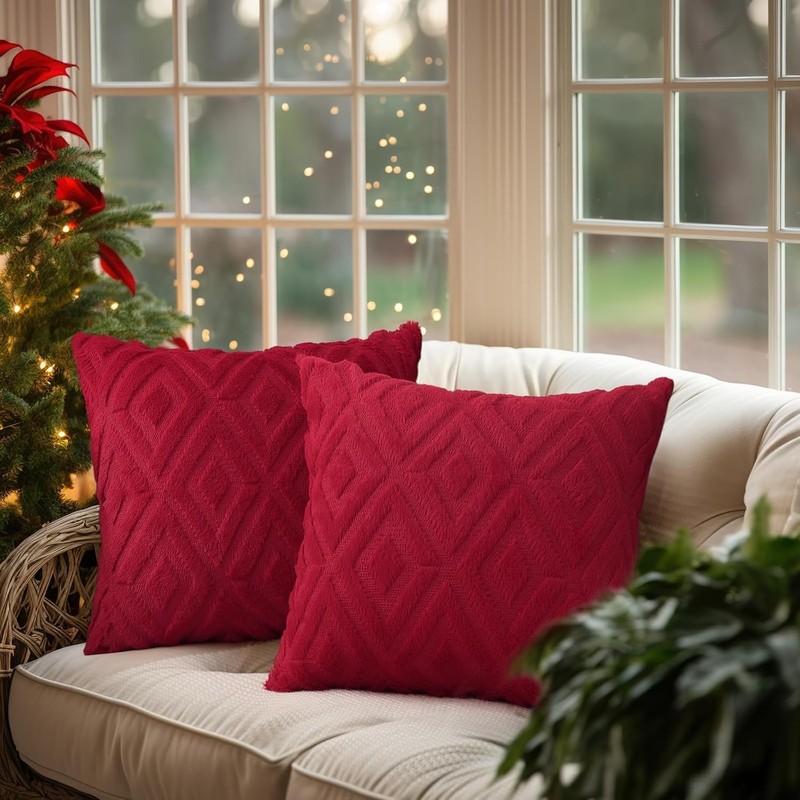 CJWLKJ 2Pcs Soft Faux Fur Throw Pillow Covers 18x18 -
