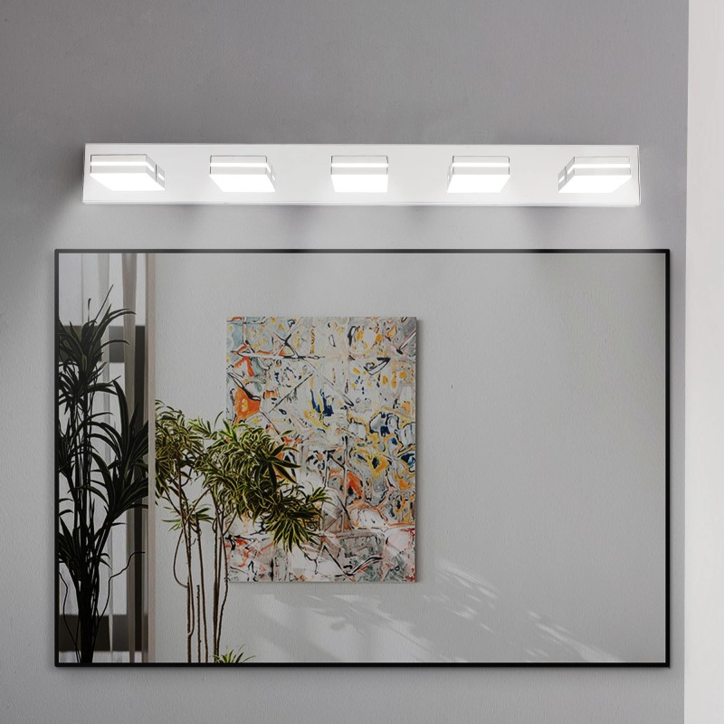 5-Light LED Modern Bathroom Vanity Light Fixture Matte Chrome Modern