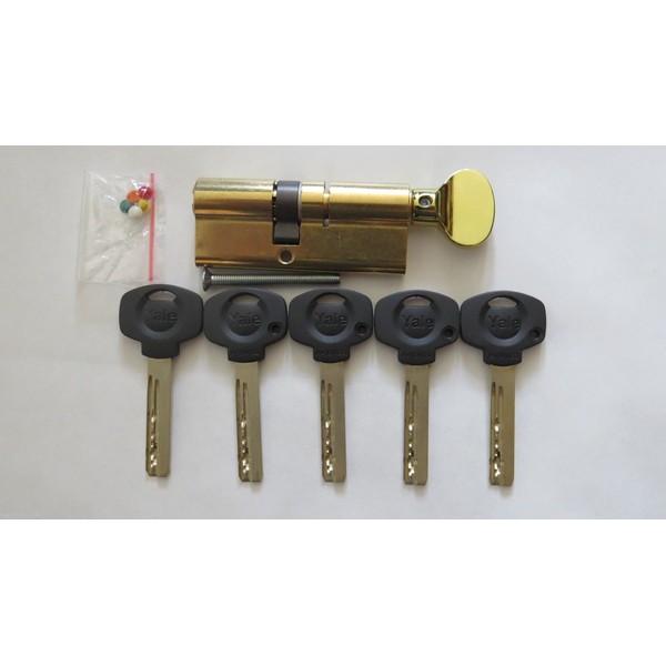 YALE HIGH SECURITY CYLINDER DOOR LOCK 76MM GOLD BRASS THUMBTURN EURO PROFILE