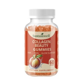 SustainWell Collagen Peptides Gummies: Collagen Gummies for Women Hair Skin Glow Support Supplement Sugar-Free Mixed Berry Flavor 60 Dietary Gummies