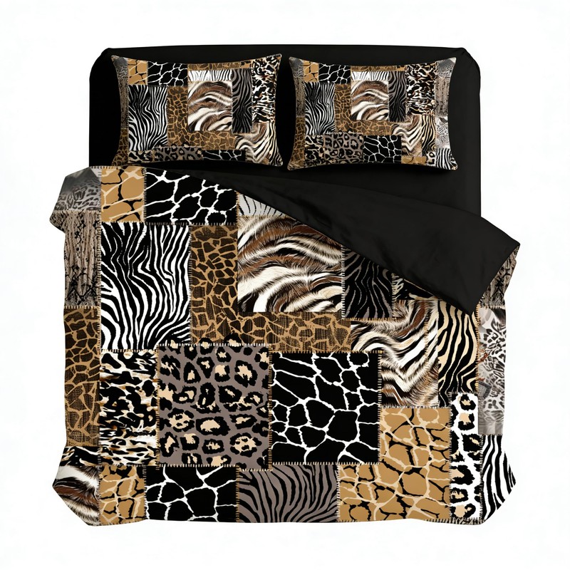 CCoutueChen Leopard Print Comforter Set King Size African Animal Fur