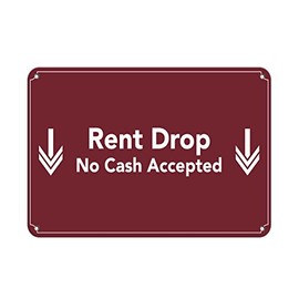 Aluminum Horizontal Metal Sign Multiple Sizes Rent Drop No Cash Accepted D Feature Department Red Business with Border Weatherproof Street Signage 10x7Inches