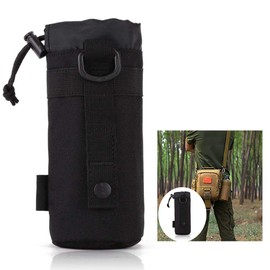 LHKJ Water Bottle Bag Molle Waterproof Nylon Bottle Holder Bag for Hiking Cycling Camping (Black)