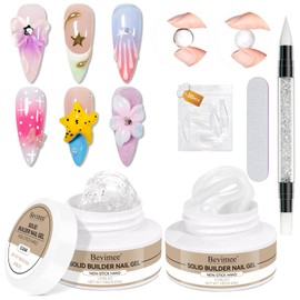 Bevimee Bevimee Molding Gel for Nails, Solid Builder Gel for Nails Non-Stick Hand for Modeling Sculpture Nail Extension UV/LED Manicure DIY At Home Clear Pearl White 2PCS
