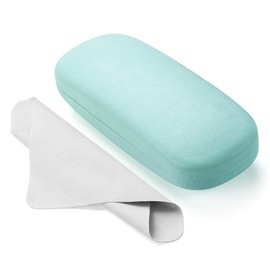 Marvolia Glasses Case Hard Shell X-Large PU Leather Protective Eyeglasses Case for Sunglasses Eyeglasses with Cleaning Cloth for Men Women - Blue