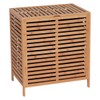 Bamboo Laundry Hamper with Lid, Removable Bag, Slatted Ventilation Design,