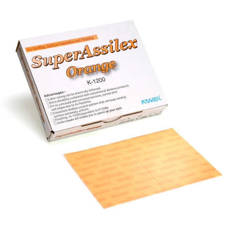Super Assilex Flexible Sanding Sheets, Orange K-1200, Hook & Loop,