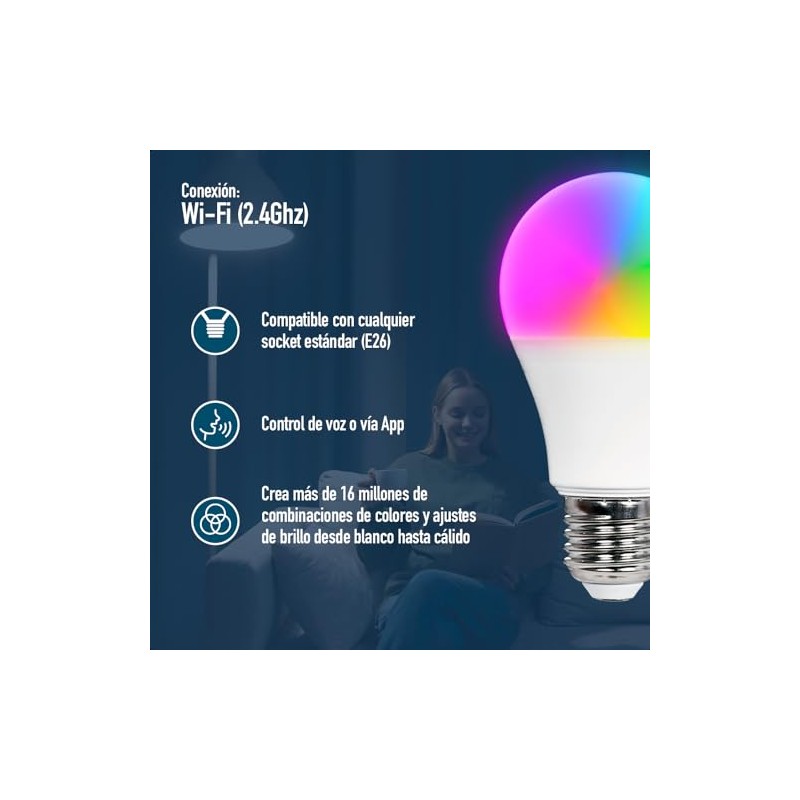 ICON Pack 3 Pzas Foco Inteligente WiFi 9W RGB W