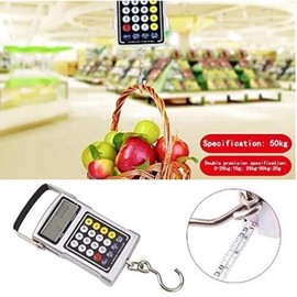 Digital Hook Scale with LCD Display, Multifunctional Fishing Weighing Scale, Portable Hanging Backlight, Thermometer, Clock, and Measuring Tape for Luggage, Travel, Heavy Duty Use