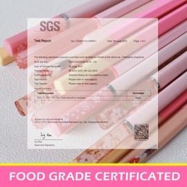 Chopsticks Reusable Dishwasher Safe, GLAMFIELDS 10 Pairs 9.5 Inches Premium Fiberglass Chop Sticks Set for Sushi, Ramen, Asian Cuisine, Non-slip, Pink