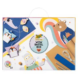 folia 924 Wow Craft Box Happiness Safari Craft Box 144 Pieces with Paper, Craft Card, Stickers, Accessories and Instructions, Medium