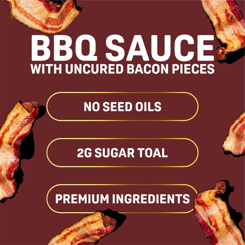 Baconic BBQ Sauce with Real Bacon Bits – Low Sugar,