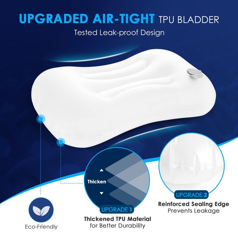Hikenture Ultralight Inflatable Pillow with Removable Cover for Neck Lumber