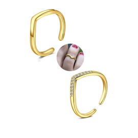 QWALIT Gold Toe Rings for Women Gold Toe Ring Non Tarnish Adjustable Womens Toe Rings Big Simple Tail Ring Pointed End