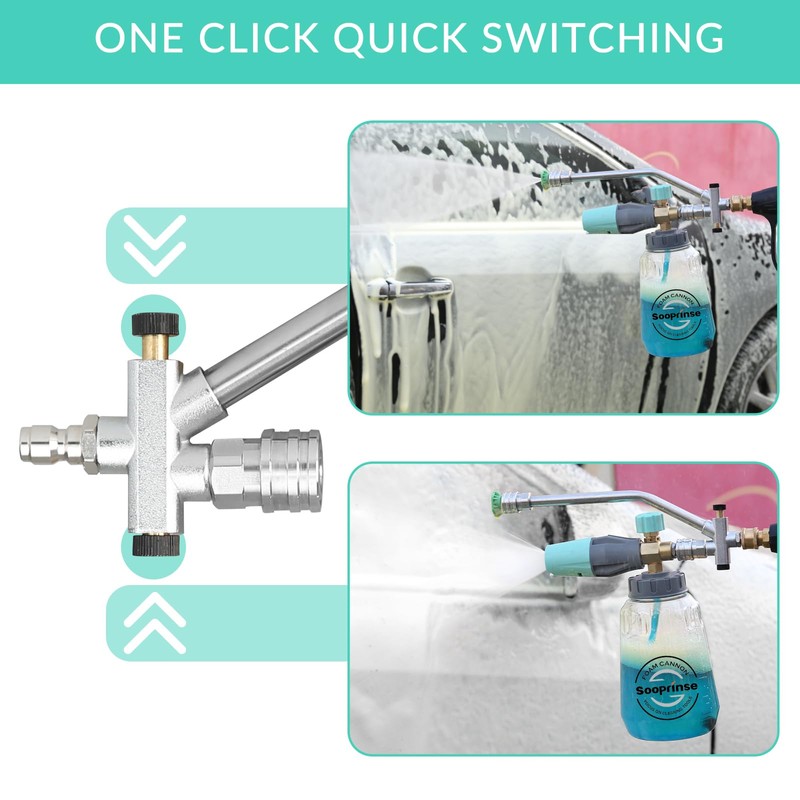Sooprinse Pressure Washer Foam Cannon with Dual Connector Accessory, Power