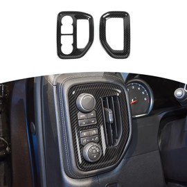 RT-TCZ for Silverado Dash Side Air Vents Panel Trim Cover for Chevy Silverado GMC Sierra 2019-2022 Black Carbon Fiber Grain Interior Accessories 2pcs