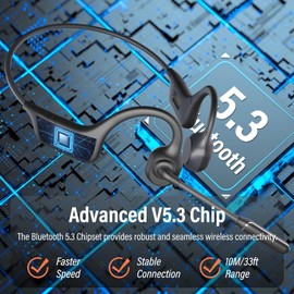 MONODEAL Bone Sound Headphones Bluetooth Headset with Microphone, Bluetooth 5.3 Headphones Open Ear with Multipoint Connection, Wireless Headset with Microphone for Office, Meeting, Online Learning