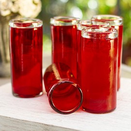 NOVICA Hand Blown Red Recycled Glass Cocktail Glasses, 14 Oz 'Ruby' (Set Of 6)