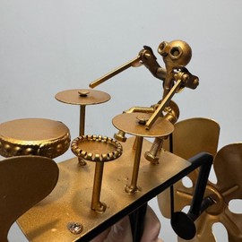 Fenteer Garden Decoration Metal Drummer Windmill Weather Vane Easy Installation Stake Statues for Walkway Home Courtyard Yard Lawn