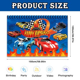 Ainvliya Car Happy Birthday Backdrop, Wheels Photography Backdrop Photo Background for Birthday, Happy Birthday Banner Party Supplies for Kids Party Decorations 5x3FT